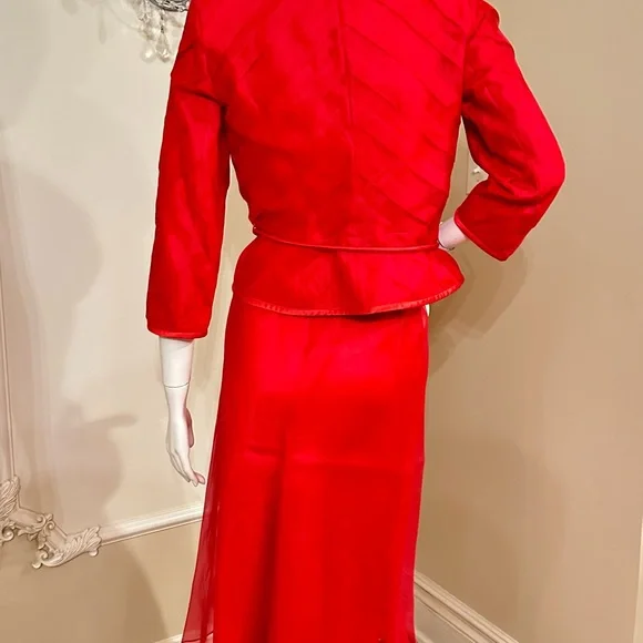 Escada Red Bolero Jacket  And Top Size 36 Flowy Skirt Size 34  / 3 Piece’s - Picture 10 of 15